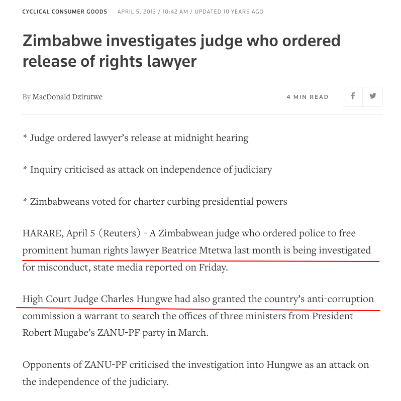 freemanchari's tweet photo. When a judge or magistrate rules unfavourably for ZANU PF or the State, they are the first to attack and even demand inquiries and resignations. Who has forgotten when @ProfJNMoyo attacked Judge Hungwe for bailing Beatrice Mtetwa. When others do it voti kwangu kudiki! https://t.co/BEVcnlCmdR