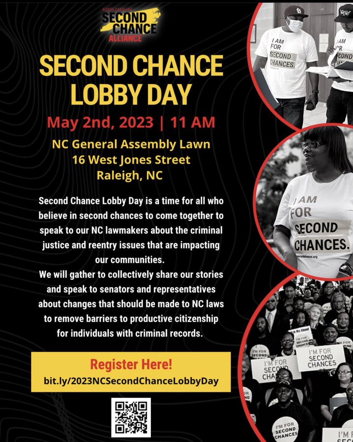 NCFairChance's tweet photo. Let's make our voices heard! Join us today at Second Chance Lobby Day as we advocate for criminal justice reform policies like record expunction, driver's license restoration, and more. #IAmForSecondChances https://t.co/Y9uJiUqWh5