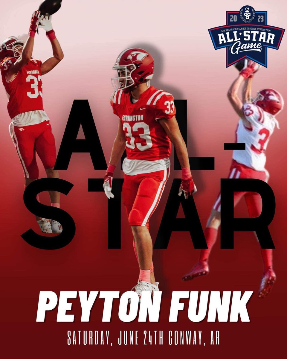 Farmington_Football (@farm_cardinals) on Twitter photo <a href="/Farm_Cardinals/">Farmington_Football</a> are jacked up about <a href="/Pfunk05/">Peyton Funk</a>, who is the Farmington football single season receiving yard record holder, and a future <a href="/OuachitaFB/">Ouachita Football</a> player. He will be playing in the AHSCA AAA All Star game this summer! <a href="/AmberJ14/">Amber Johnson</a> made this 🔥graphic for this honor! #VVR <a href="/Farm_Cardinals/">Farmington_Football</a> are jacked up about <a href="/Pfunk05/">Peyton Funk</a>, who is the Farmington football single season receiving yard record holder, and a future <a href="/OuachitaFB/">Ouachita Football</a> player. He will be playing in the AHSCA AAA All Star game this summer! <a href="/AmberJ14/">Amber Johnson</a> made this 🔥graphic for this honor! #VVR