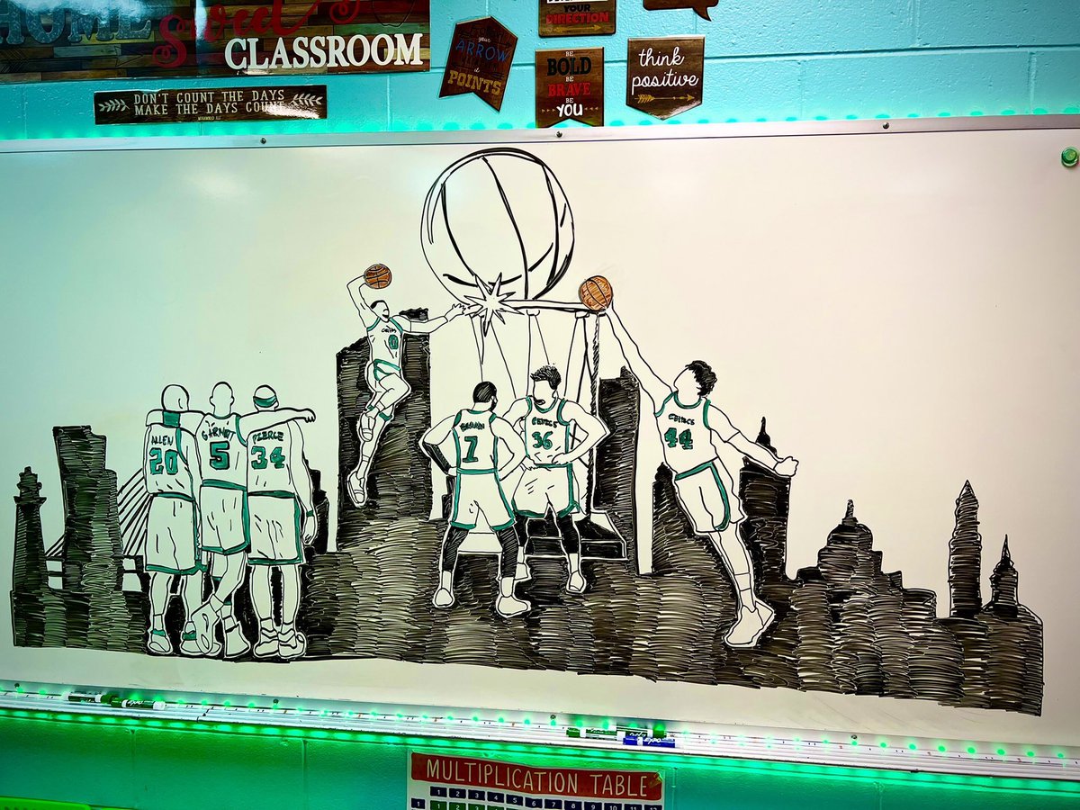 erika_marie19's tweet image. @Zahendr1 drew this in his classroom free hand! He got his 5th graders rooting for the C’s! #BleedGreen  @celtics💚 LETS GO! On to Game 2 💚☘️ #UnfinishedBusiness #Roadto18 #CelticsNation 🫶🏼