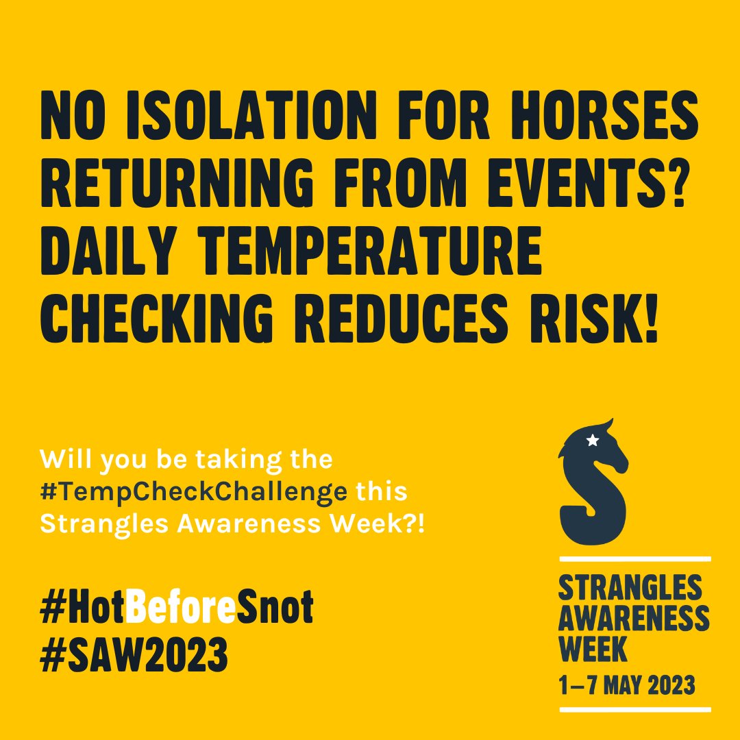 NatEqForum's tweet image. We're proud to support @StranglesWeek which encourages everyone to take their horse's temperature regularly to help spot the early signs. Find out more here: redwings.org.uk/strangles/hors…

#HotBeforeSnot
#SAW2023
#TempCheckChallenge
#StranglesAwarenessWeek