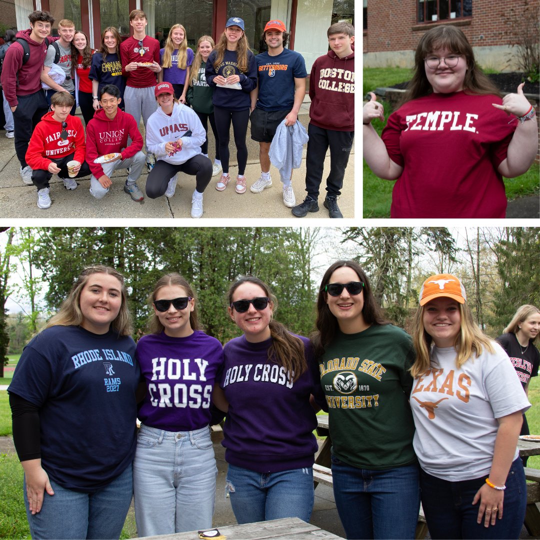 Marianapolis's tweet image. Congratulations to the Class of 2023! Yesterday they celebrated Decision Day by sporting some new gear. Only 33 days until commencement! #MPrep2023