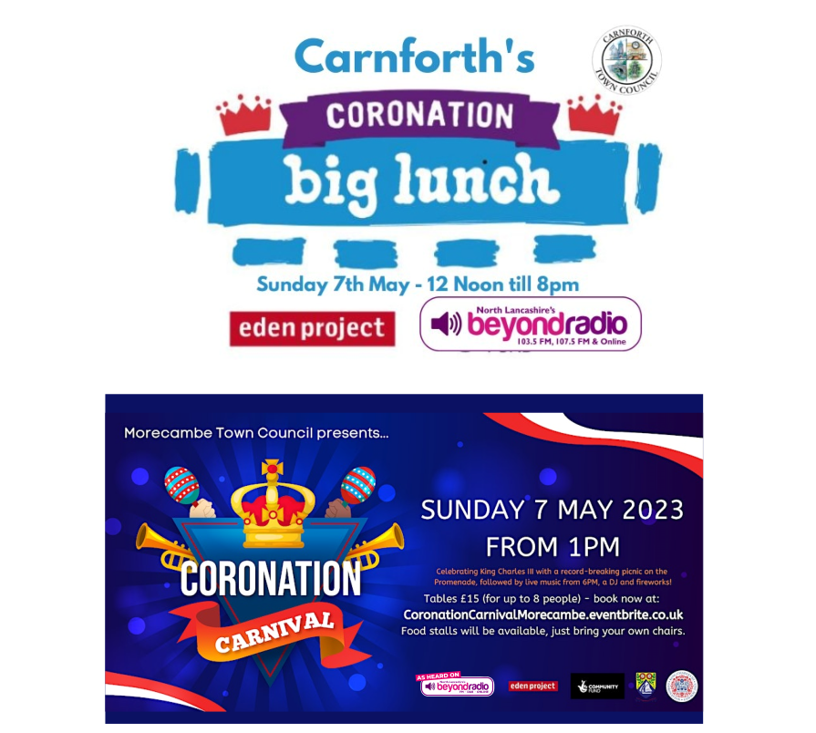 Beyond Radio 🎙 (@beyondradio) on Twitter photo 🇬🇧Coronation events🇬🇧here's just 2:
1. Carnforth's Big Lunch (Organised by <a href="/CarnforthTC/">Carnforth Town Council</a>)
DETAILS: shorturl.at/owxNS
2. Morecambe's Coronation Carnival (Organised by <a href="/morecambetc/">Morecambe Town Council</a> DETAILS: shorturl.at/ayM89 🇬🇧Coronation events🇬🇧here's just 2:
1. Carnforth's Big Lunch (Organised by <a href="/CarnforthTC/">Carnforth Town Council</a>)
DETAILS: shorturl.at/owxNS
2. Morecambe's Coronation Carnival (Organised by <a href="/morecambetc/">Morecambe Town Council</a> DETAILS: shorturl.at/ayM89