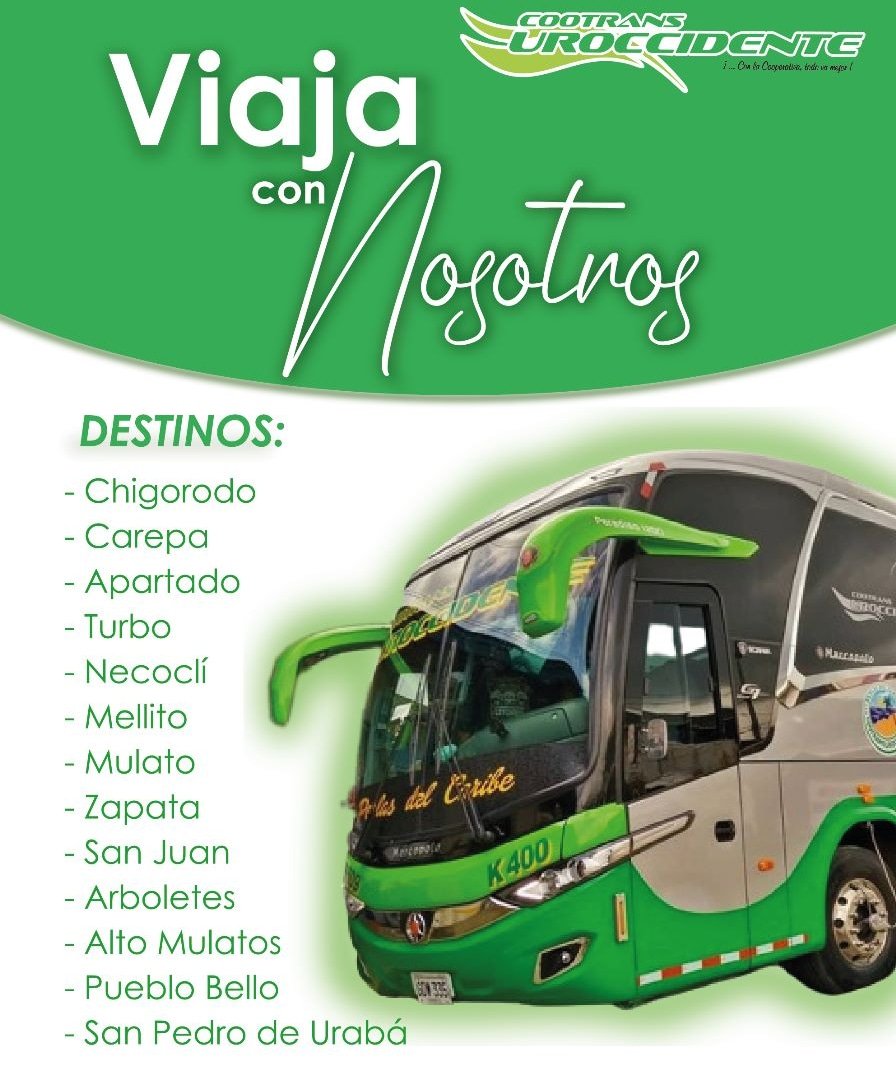 ¿Ya encontraste tu destino?🚌🌴
.
.

💚💚💚💚💚
#UnidosPorLaVida #apartadoantioquia #Urabá #turismo #vacaciones #transporte #Cootransuroccidente #feliz #viaje #Unidos #MinisterioDeTransporte #gobernaciondeAntioquia