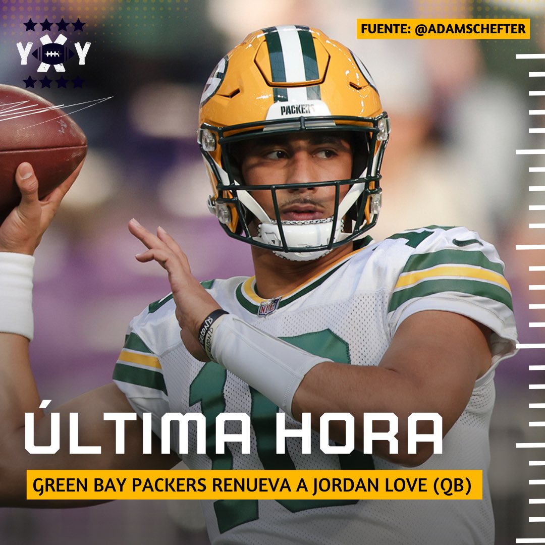 YxYnfl's tweet photo. Green Bay Packers tiene a su nuevo QB1 renovando a Jordan Love por 1 año y 22.5 MDD (13.5 M garantizados). 💰 

¿Será el nuevo QB franquicia para Green Bay?

Vía: @AdamSchefter https://t.co/re51VAoQKN