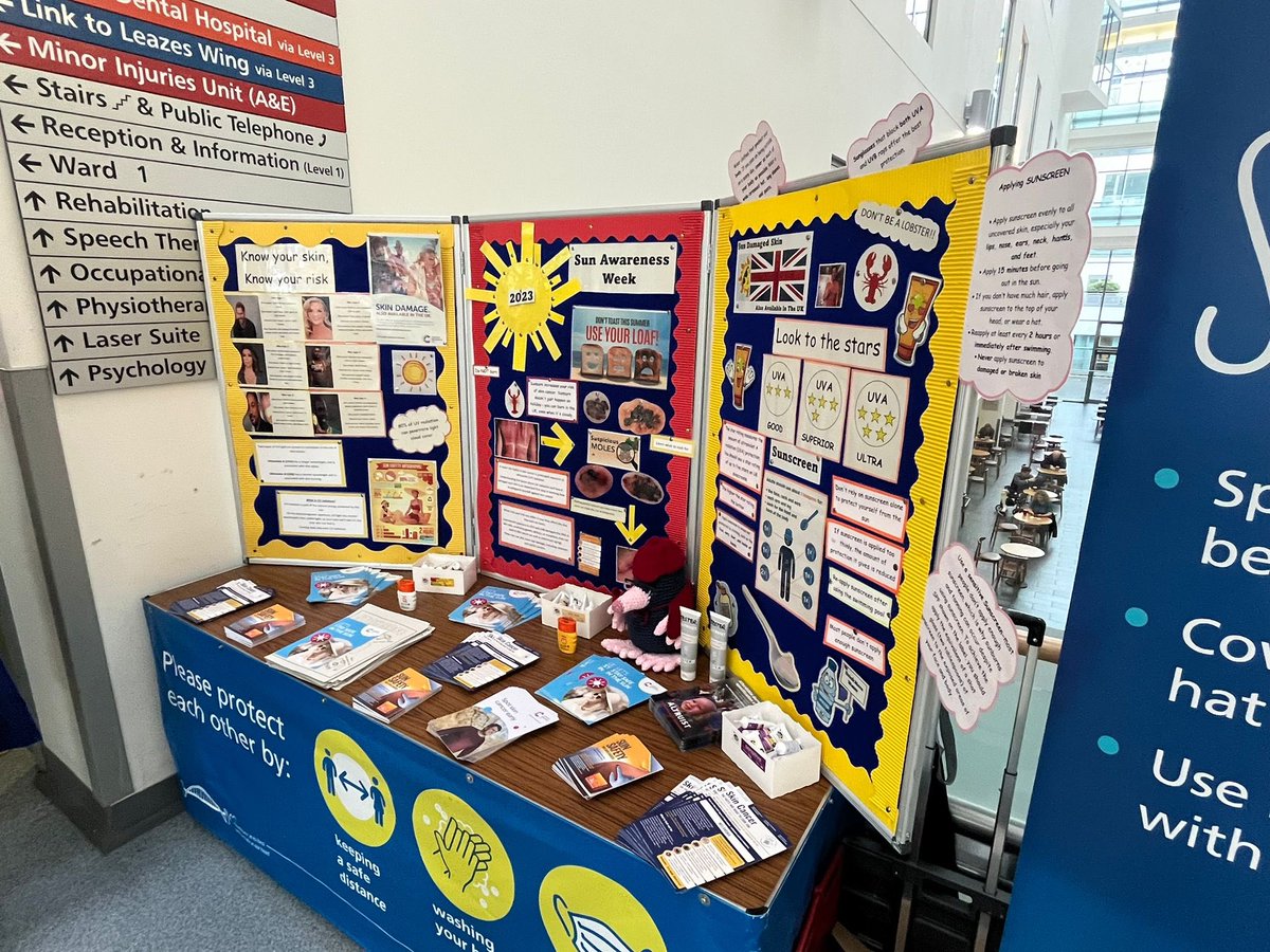 NUTHPaedDerm's tweet photo. Well that’s a wrap for today… many visitors, great conversations and skin health promoted. Thank you so much to the surgical nurses for taking time out of their busy schedule for #sunsafetyweek our stand will be moving to the department to continue to be visible ⭐️ https://t.co/iHotk3OZsO