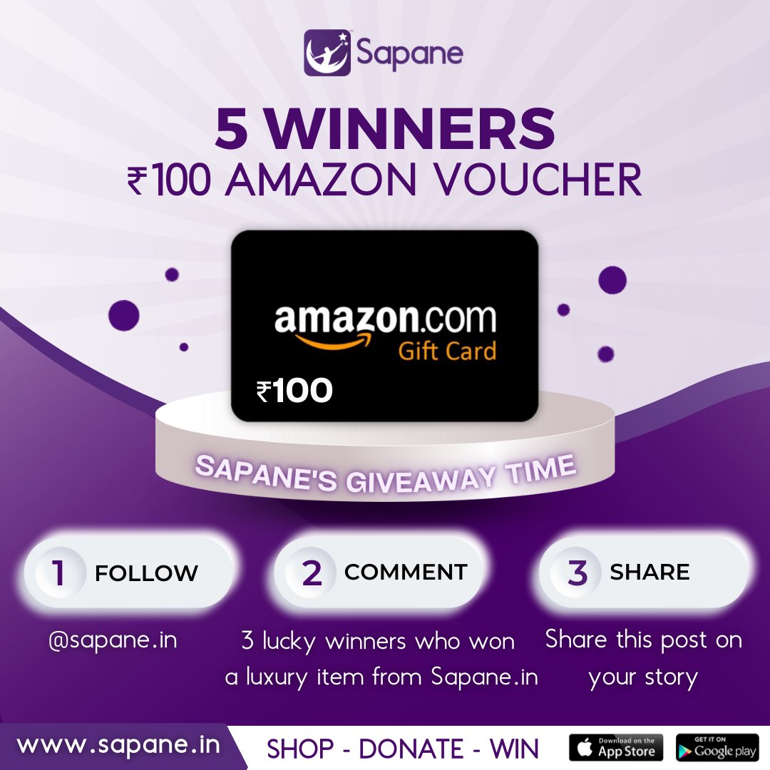 SapaneIn's tweet photo. Win Rs.100 Amazon Voucher
Rules to Win ✅
1️⃣ Follow @SapaneIn
2️⃣ Comment the names of the three lucky winners who won a luxury item from https://t.co/rd7WLB2xr9
3️⃣ Share this post on your story and tag us
5 Lucky Winners
Announcement on 10th May 2023
#giveaway #sapane #win https://t.co/GHKRdcdUlL