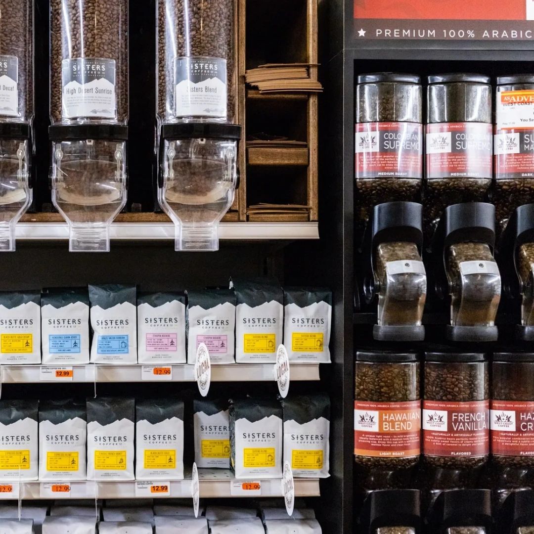 SunriverMarket's tweet photo. There are few things in life that coffee can't fix, so stock up on all the ingredients to make your favorite cup. Choose from our selection of whole beans you can grind in store, or pick up some packaged, ground options from our shelves. https://t.co/3OsjoflZrU