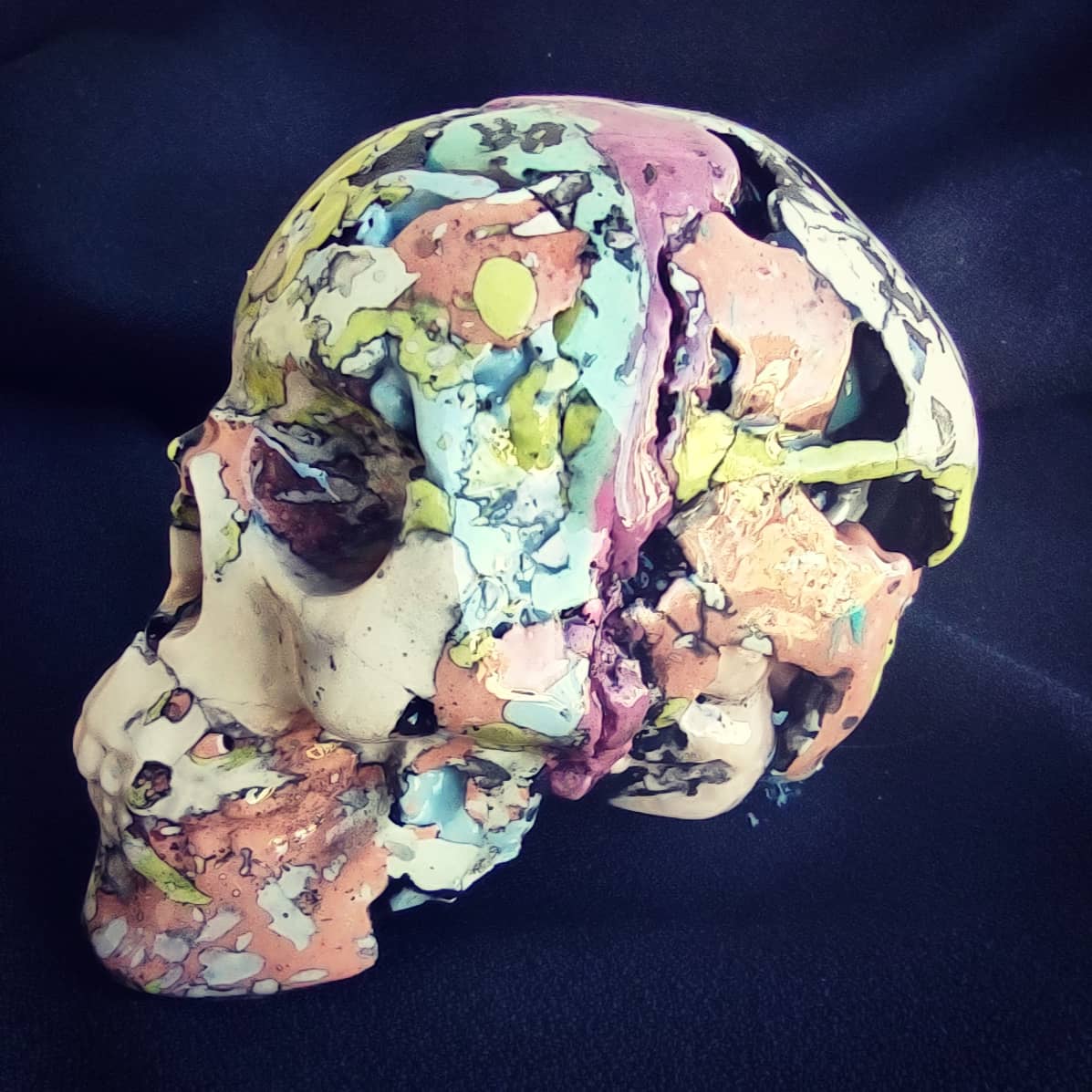 krushskulls's tweet photo. Some skulls are full skulls not just wall hanging skull slices. I mix custom mineral palettes for each skull... this is not a painted on design, no paint. scagliola.  #skulls #skull #skeleton #oddity #macabre #art #handmade #oneofakind #scagliola #scagliola #unique #decordesign https://t.co/I7MfBjLiCJ