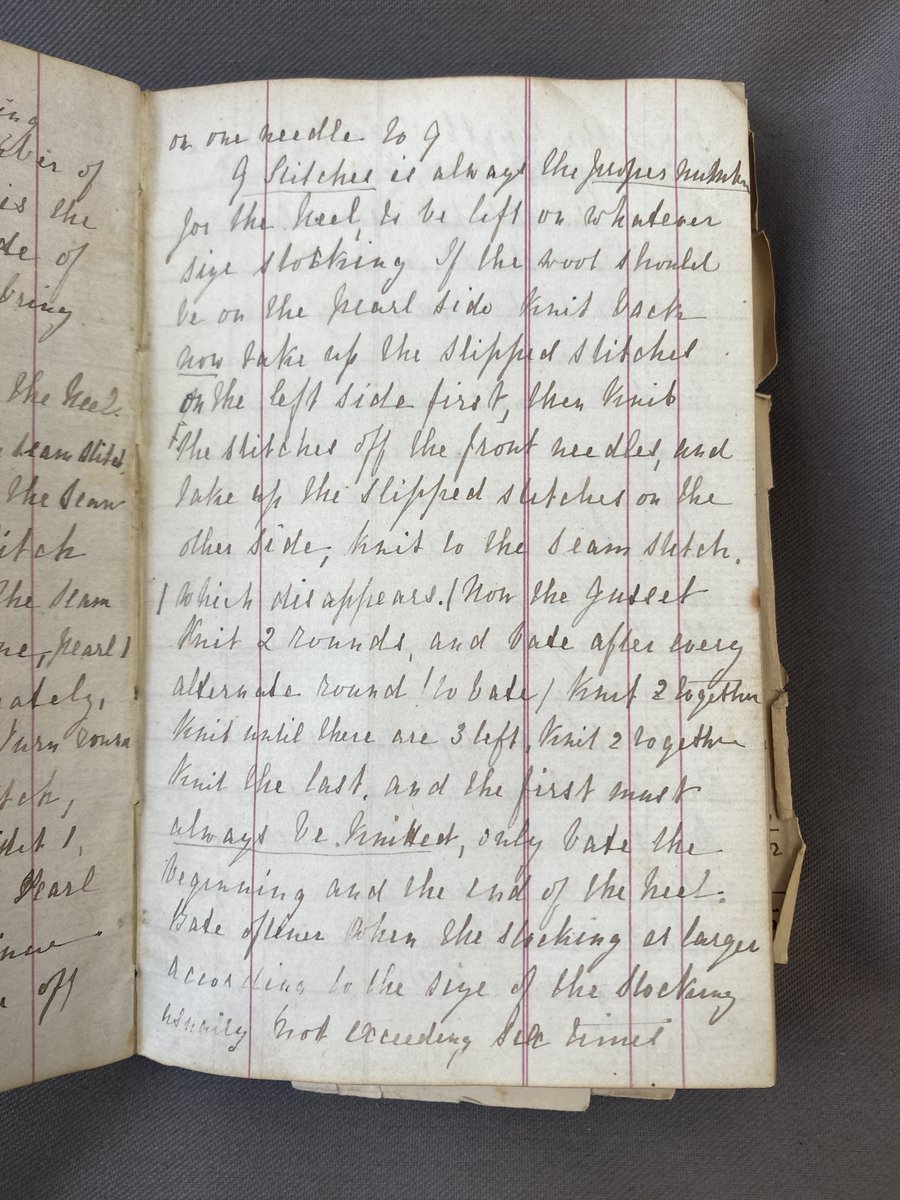 BHAandM's tweet image. Eva Lückes&apos; knitting and crochet notebook, containing  knitting patterns for children&apos;s socks, vest, neckerchief, crochet edging, skirt, petticoats (RLHPP/LUC/4/5). Lückes was Matron of the London Hospital, 1880-1919.

#NotebookDay #HistNursing