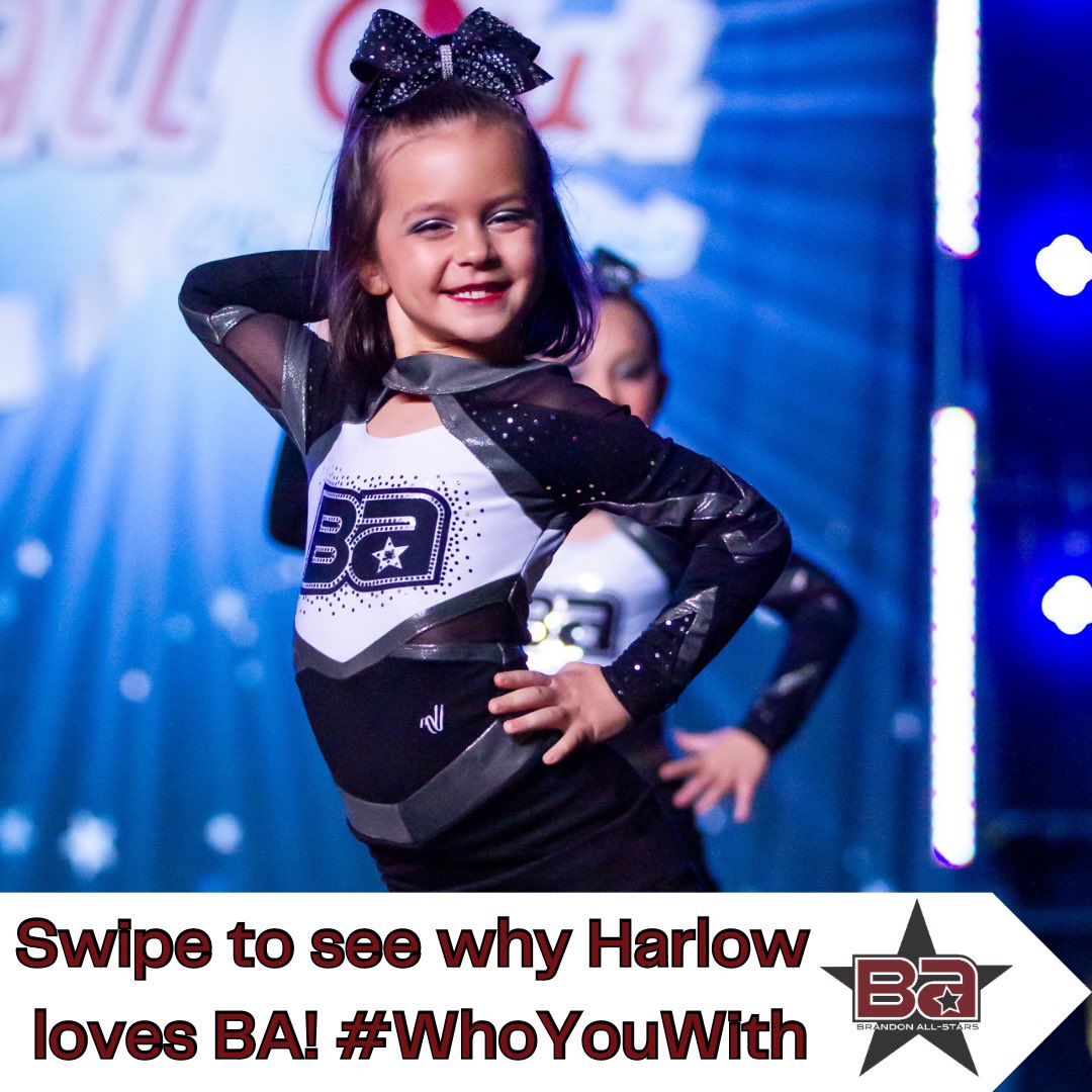 brandonallstars's tweet photo. It’s the last #TinyTuesday of the season so we had to ask one of our BA Tinys what she loves about BA! 

Meet Pearl Girl, Harlow! Swipe to see why she loves BA! 😍🅱️🅰️💪 #BrandonAllstars #BrandonStrong #BAFamily #KnowOurName #Year28 #TinyCheer https://t.co/qBommDlgrX