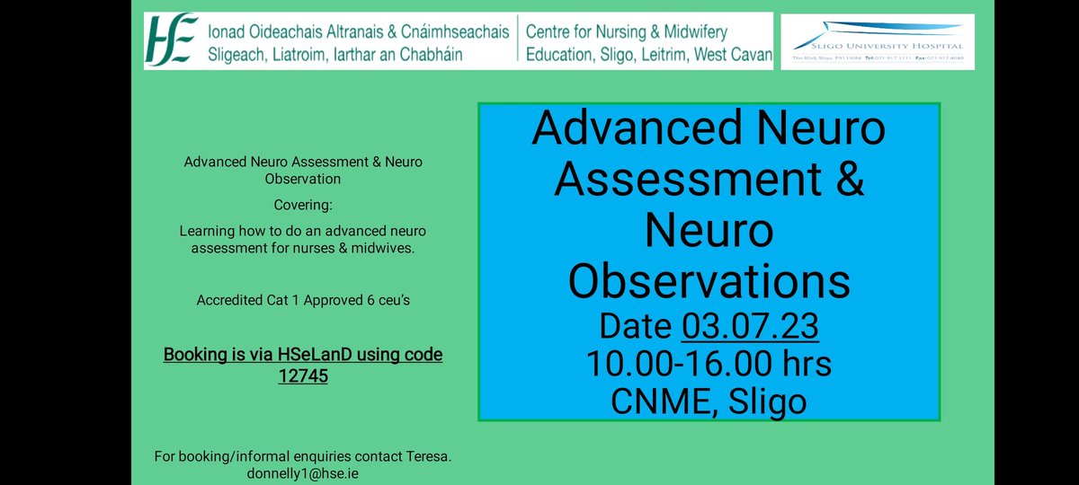 Learn a new skill or refresh. nurses and midwives @CDONMSaolta @CNMESligo @MauraHeffernan2 @NMPDUNorthWest @NationalQPS @selene_nurse @VikkiSheeran @CharlotteHannon @KenHogan20