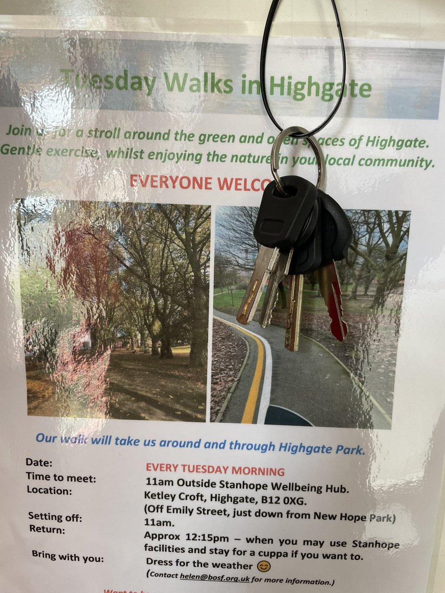 Fabulous walk in Highgate this morning. Met up with the @brumirish group for a stroll and stretches. Becoming a good habit. Join us every Tuesday. Found some keys, left at Stanhope. 🥰 @BOSFonline @LegacyWM1 #lovewhereyoulive