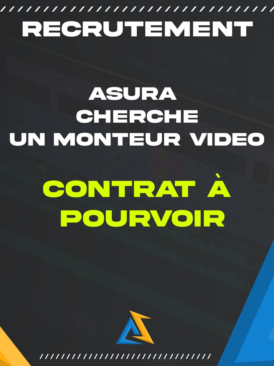 ZaK2BaK06's tweet photo. 📣 À la recherche d'un monteur vidéo talentueux pour rejoindre notre équipe chez Asura Corporation! 

Contrat mensuel rémunéré à la clé. 

Si vous êtes passionné par l'édition vidéo et prêt à relever de nouveaux défis, nos MP sont ouverts ! 

@Asura_Corp https://t.co/rVlHHPhXHn
