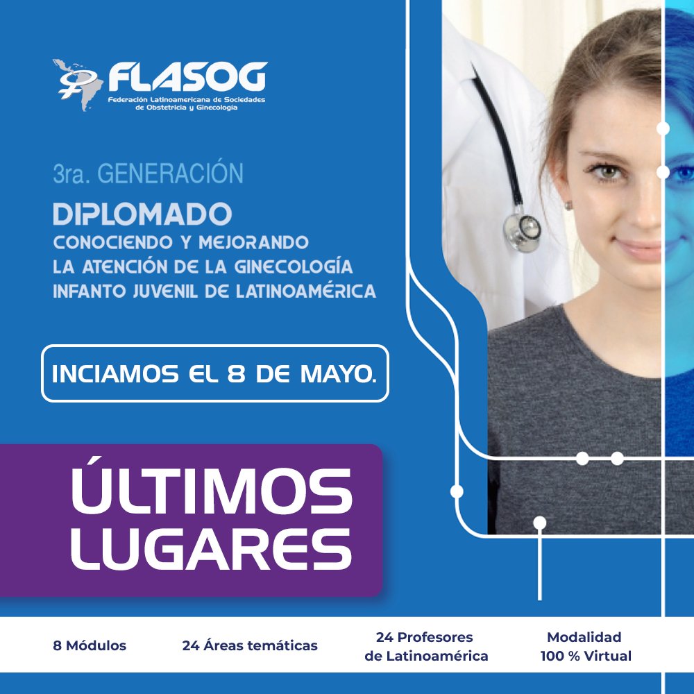 Se parte de la 3ra generación de nuestro Diplomado: Conociendo y mejorando la atención de la ginecología infanto juvenil de Latinoamérica, iniciamos el 1er módulo el 8 de mayo. Inscríbete aún estas a tiempo: 👉 bit.ly/3ze79Up 👈
