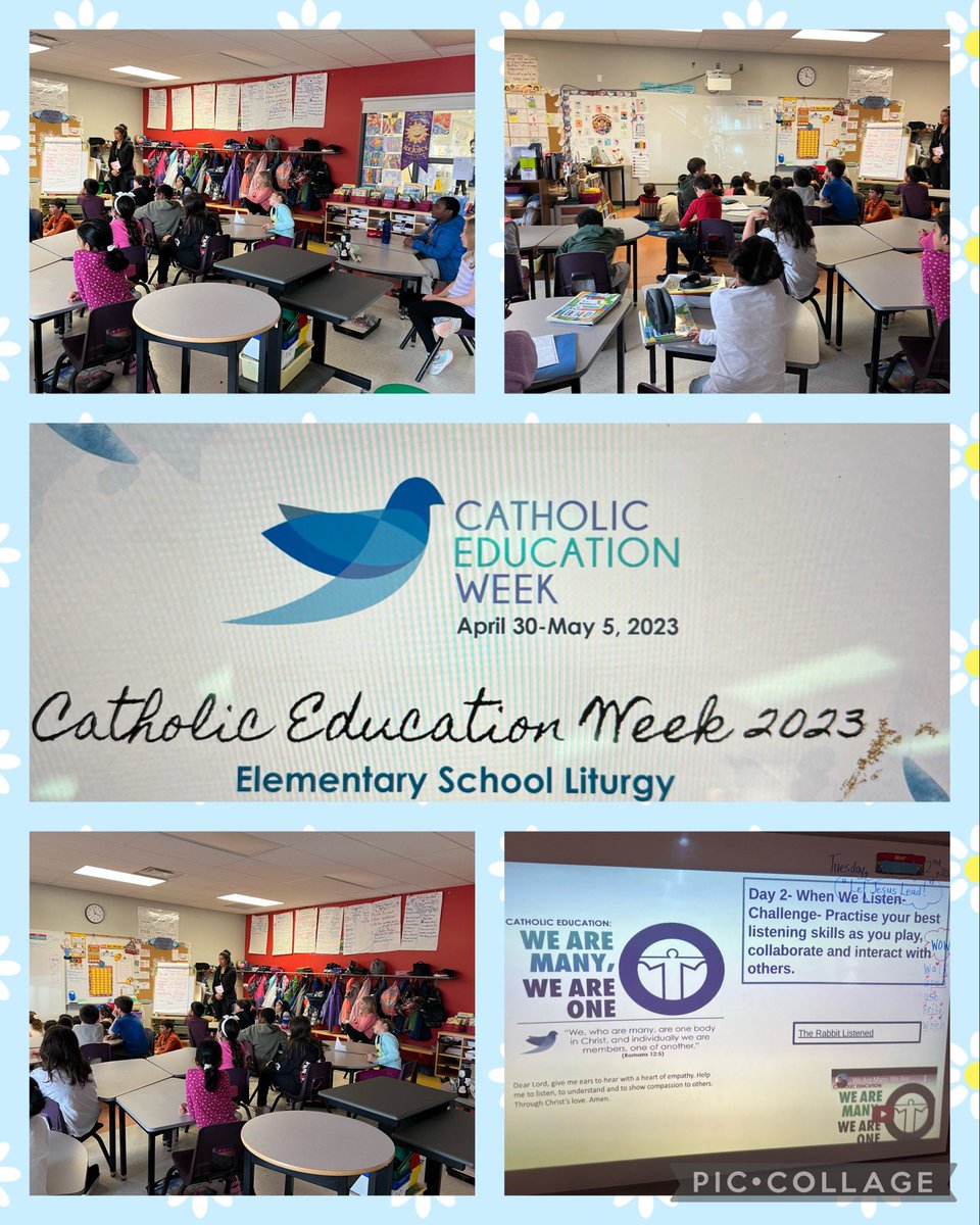 MccuenAnn's tweet photo. Today we listened with our hearts as we celebrated a beautiful #CathEdWeek liturgy with @mrs_anzai and her students! We Are Many,We Are One! Inspiring songs and prayers! @StCeciliaOCSB #ocsbRel Hearing students voices sing along was pure #ocsbJoy https://t.co/za7jRapi8I
