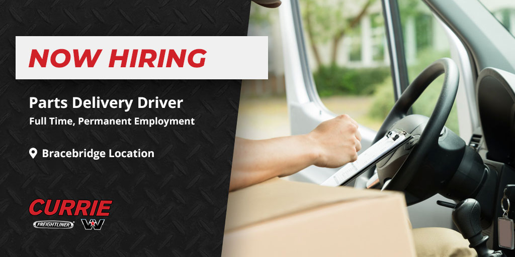 Now Hiring: Full-time #job for Parts Delivery Driver at our #Bracebridge #Ontario location. Learn more and apply to #work with us at currietruckcentre.com/employment.php