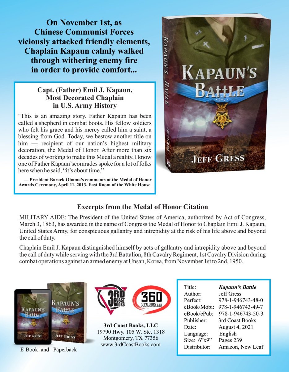 360 Studios LTD signs Option Agreement for Books-to-Film on Jeff Gress' book, "Kapaun's Battle"

Film production by 360 Studios det to begin in 2023