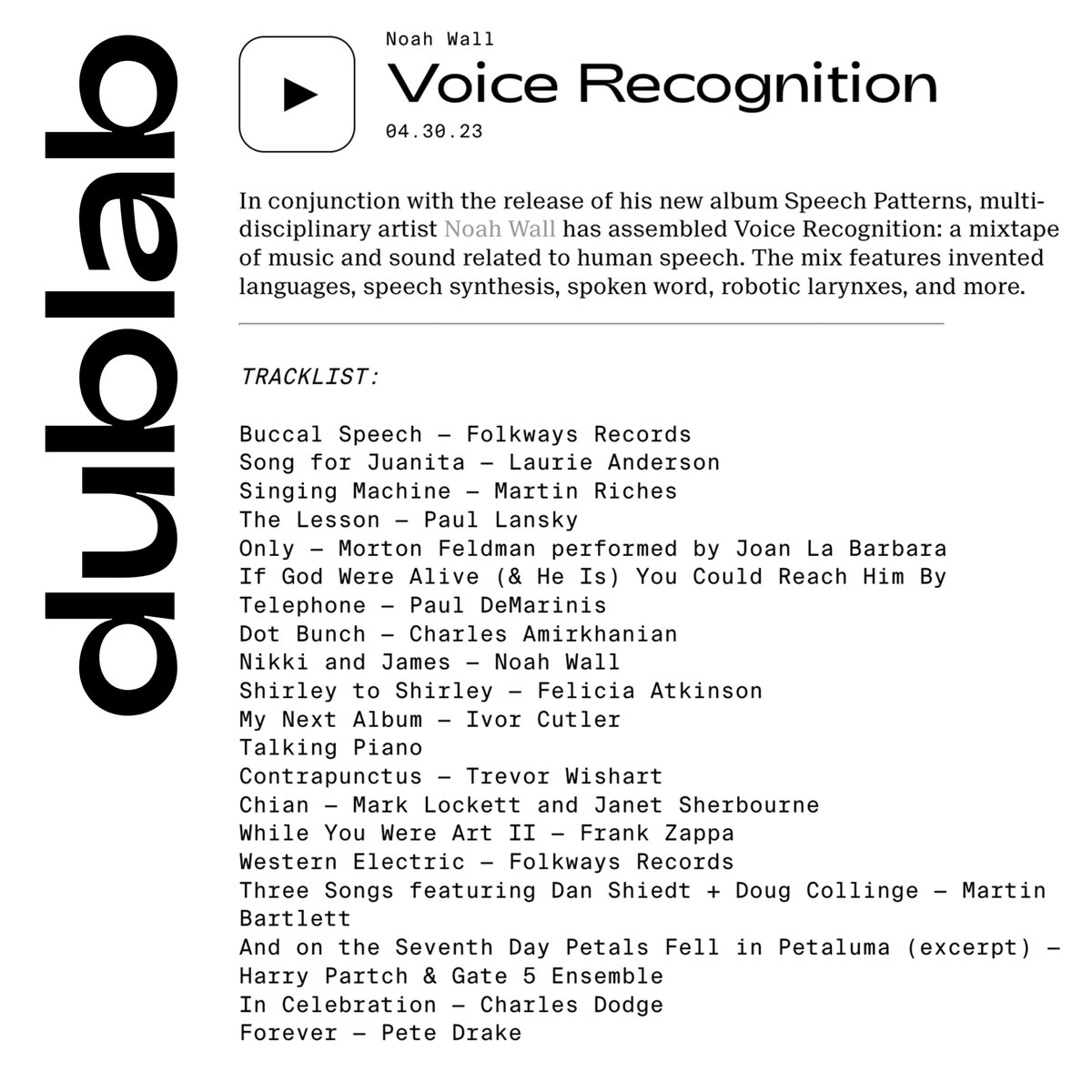 Very stoked to share a new mix! Voice Recognition is up on <a href="/dublab/">dublab</a> dublab.com/archive/noah-w…