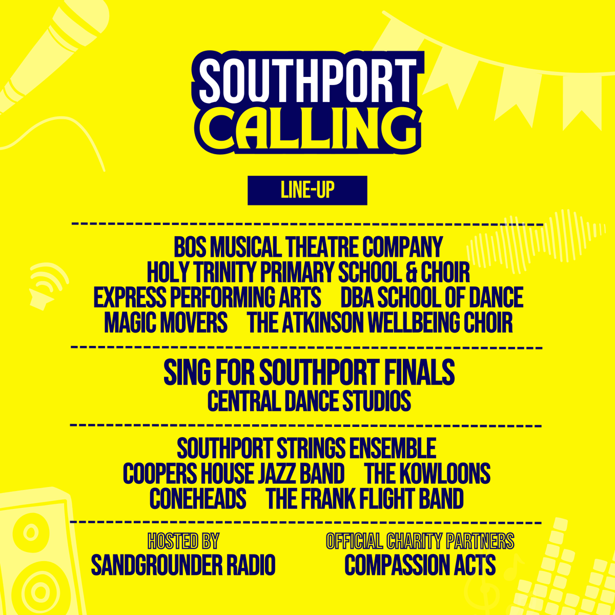 ICYMI ❗ Here's the line-up for Southport Calling 🤩

Local performers, bands, dance groups and acts join us for a day of music and #Eurovision2023 celebrations.

🗓️ Saturday May 13
📍 Lord Street Bandstand