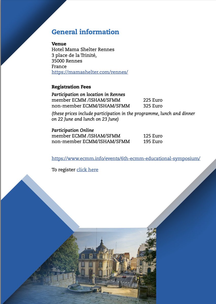 The <a href="/eurconfmedmycol/">ECMM</a> invites the Mycology community to the 6th ECMM Educational Symposium: 

The fungal exposome and health issues

June 22-23, 2023 in Rennes, France 

ecmm.info/events/6th-ecm…