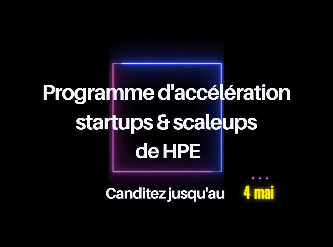 J-2 pour participer à la 9ème édition du programme d’accompagnement Hewlett Packard Entreprise 🚀

📌 L’objectif 
&gt; Créer des synergies entre HPE et des jeunes sociétés innovantes
&gt; Réduire l’empreinte environnementale du numérique

🔗 airtable.com/shrI1ScAUpeBfQ…