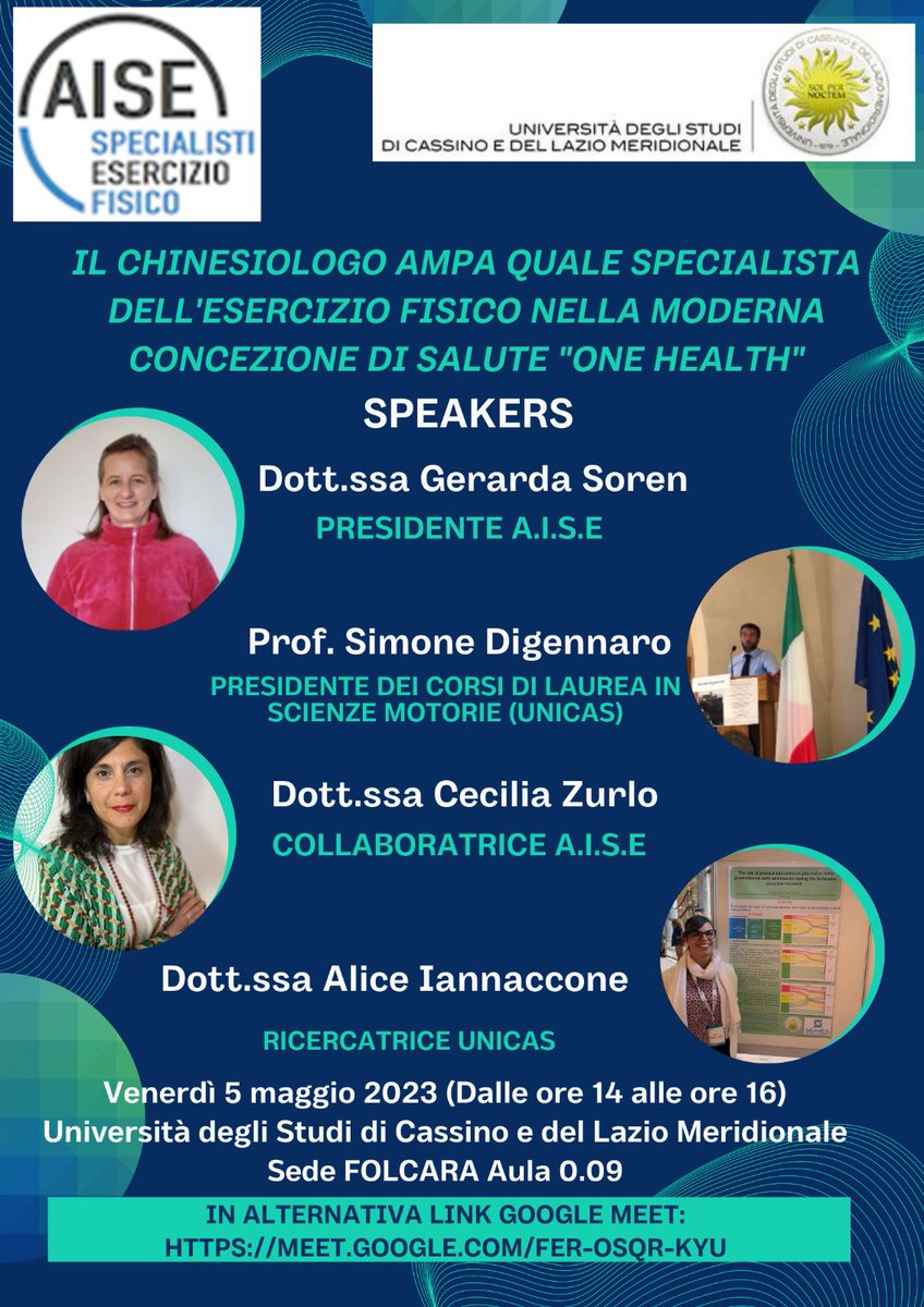 IannacconeAlice's tweet photo. #scienzemotorieunicas #LM67 

📅venerdì 5 maggio "Il #chinesiologo #AMPA" 🎙@Simonedigennaro @uni_cassino
✔️ L'identità professionale 
✔️ Mansioni e ambiti lavorativi"
✔️ L'associazione come punto di riferimento del professionista

☺️  google meet 👉 https://t.co/AnfFiraRId https://t.co/Kb5znm8vkd