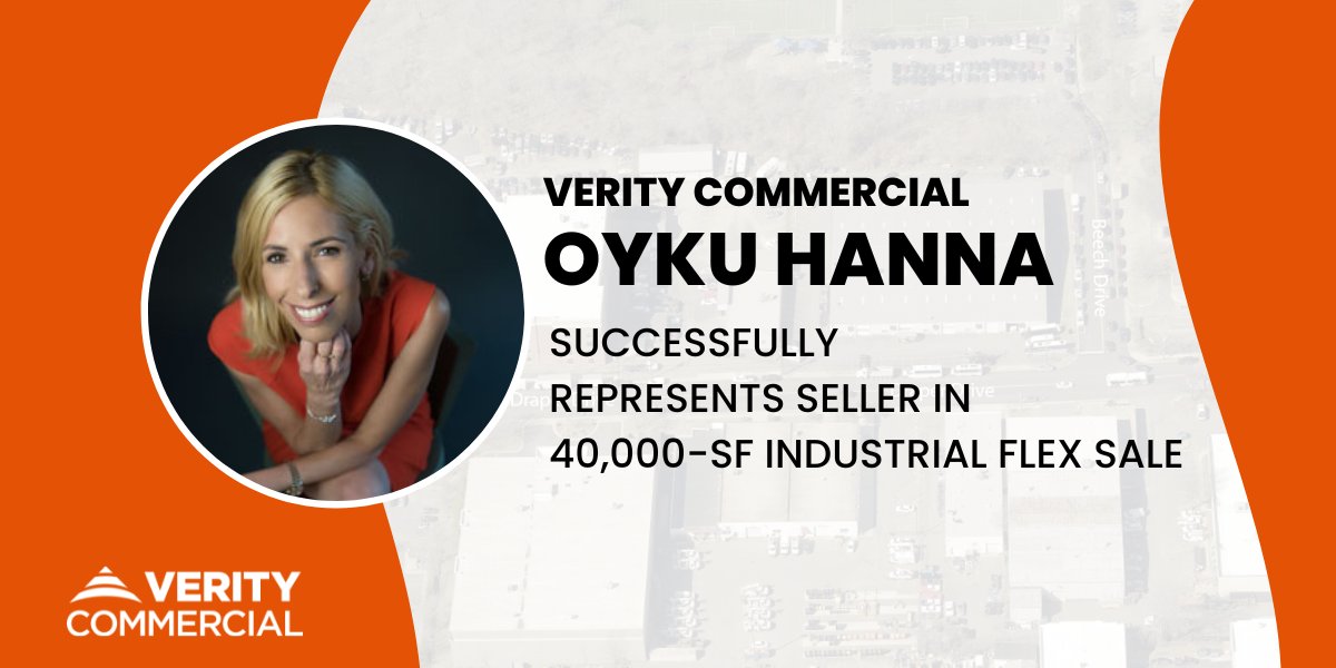 VerityCRE's tweet photo. Verity is thrilled to announce that Oyku Hanna successfully represented the seller in the sale of a 40,000-sf industrial flex building in Northern VA. Congratulations to everyone involved! https://t.co/Q2z9RBfri3 https://t.co/pngWdhwnF7