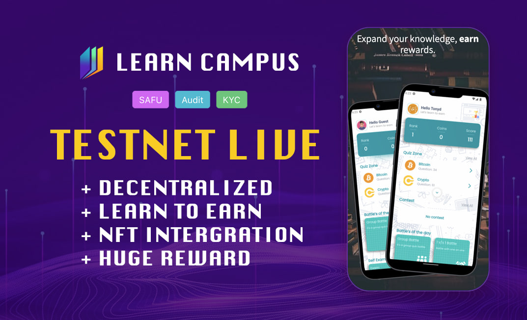 learn_campus's tweet photo. Welcome to Learn Campus, the ultimate learning app that helps you expand your knowledge and skills through engaging quizzes and challenges. With Learn Campus, you can explore a wide range of topics... #BSCGEMS #LEARNCAMPUS https://t.co/ZksLOkllN5