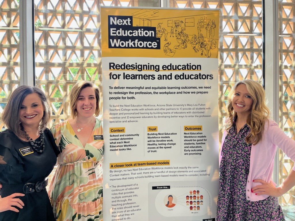 AmieSnow17's tweet photo. Beginning our day at ASU’s Next Education Workforce site visits! So excited to learn more about how to implement team-based teaching models that positively impact both students AND teachers! @appstateacademy @reederh @ESidden @asueducation https://t.co/3Hm0vFeyWn