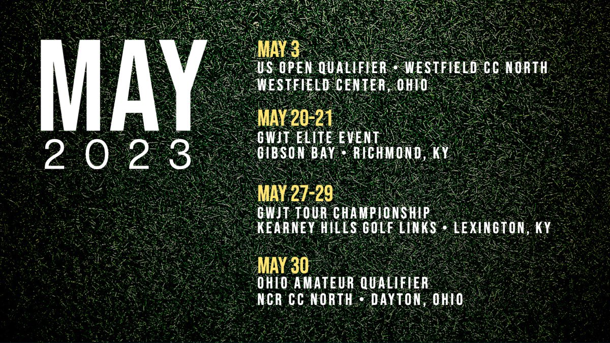 The #TournamentSchedule for May #jrgolf #usopen #ohioamateur #gwjt #juniorgolf #golf #2024recruit #2024golf