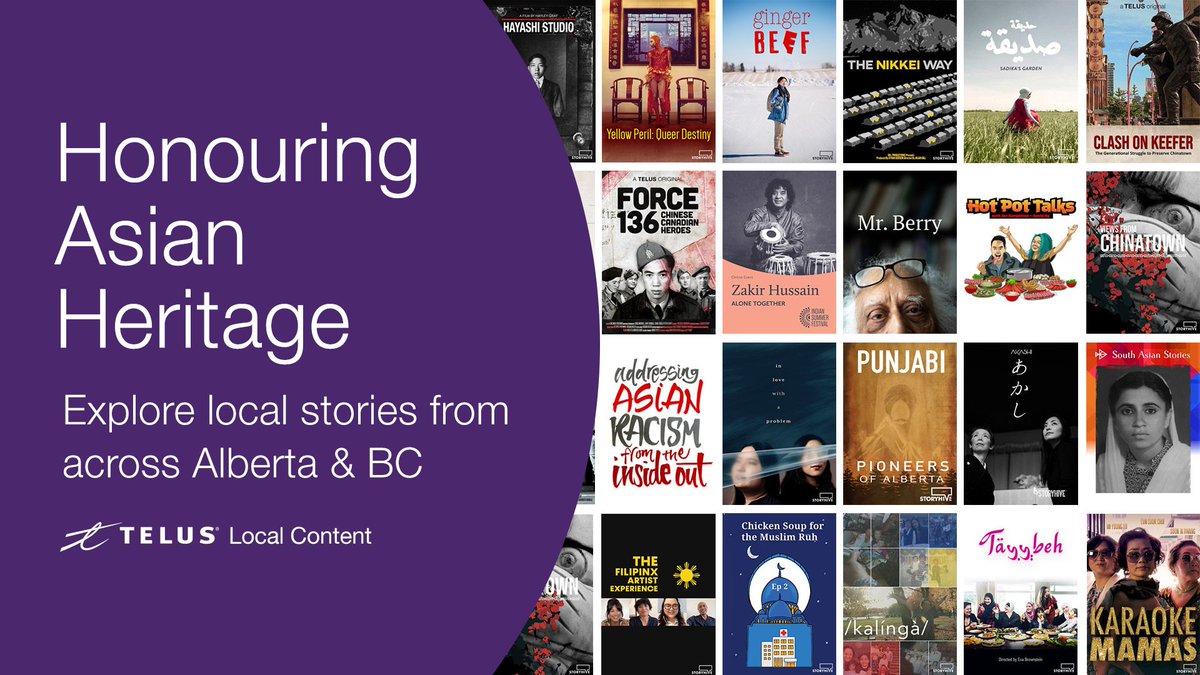 AndyBalser's tweet photo. May marks Asian Heritage Month! Celebrate Asian voices and stories by exploring STORYHIVE and TELUS original titles on TELUS Optik TV Channel 707 and STORYHIVE's YouTube channel. 💜 https://t.co/LFDDvebRVO #WatchLocal  #TeamTELUS https://t.co/Ds3T0uSF9G
