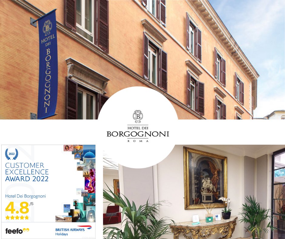 Missed it when we announced that  #HoteldeiBorgognoni has been revarded a #BritishAirwaysCustomerExcellenceAward? As the Award is based on customer reviews and designed to showcase the venues that excede their expectations we THANK YOU for your support! #hotelawards #soproud