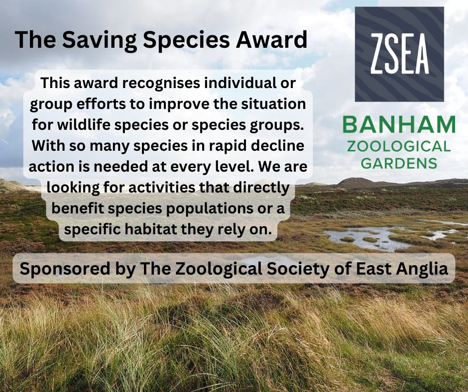 Have you made your nominations for the 2023 Community Biodiversity Awards yet? The Saving Species Award is kindly sponsored by @ZooSocEA @banhamzoo Nominate here: norfolkbiodiversity.org/community-2/co… #2023CBAwards #Norfolk