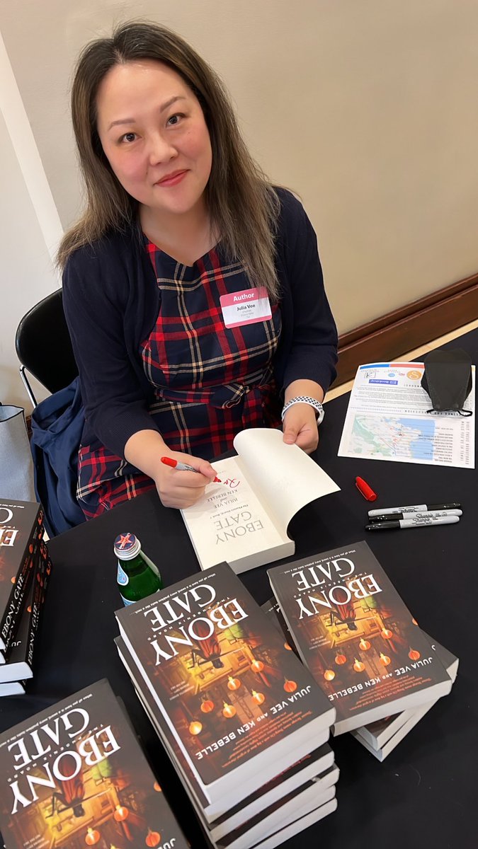 Dear 13 year old Julia who wrote sword and sorcery fantasy with Ken, someday you and Ken will be writing contemporary fantasy with an Asian diaspora cast and it will be a bookstores July 11, 2023 🥺 fuseliterary.com/julia-vee-sign…