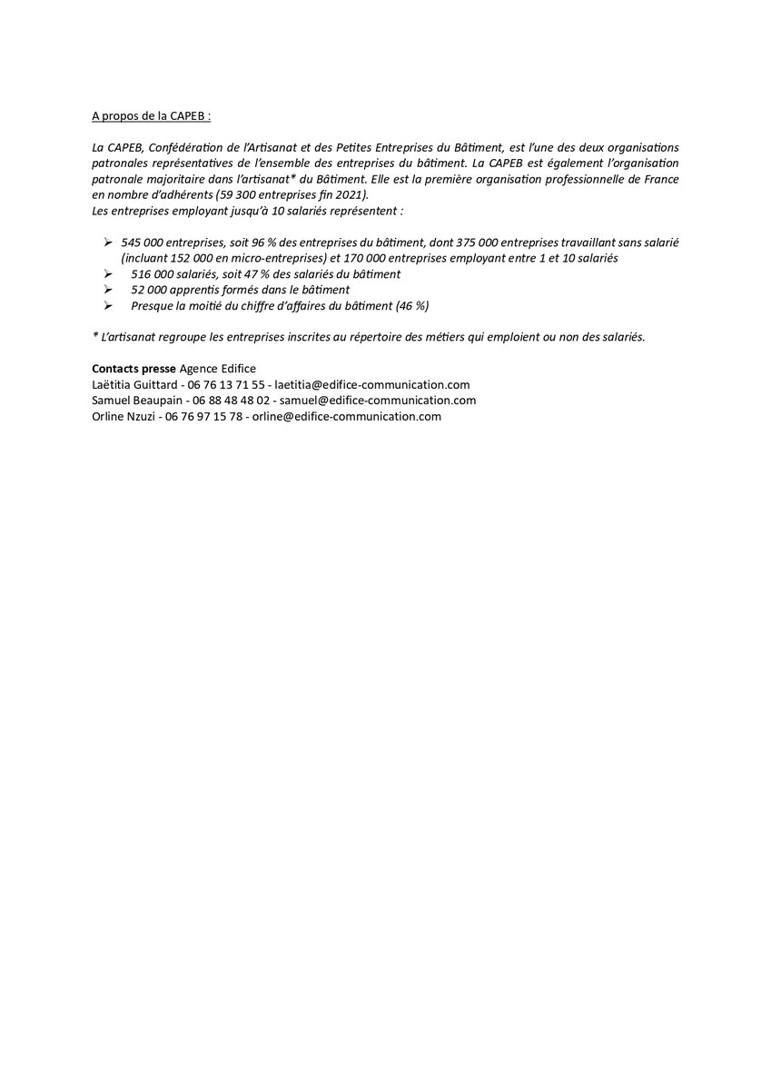 Communiqué de presse 📢 
Entrée en vigueur de la #REP PMCB : un non-sens qui suscite l’agacement des #entreprises artisanales du #bâtiment 👇
urlz.fr/lF4X