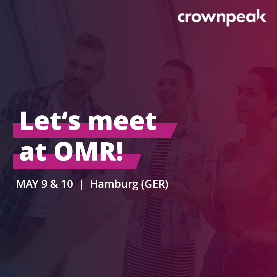 Crownpeak's tweet photo. OMR - let's go! 🚀 We're excited for two days of great conversations next week at OMR. 
You want to meet us? Just schedule an appointment with our colleagues via https://t.co/IWjOCUZVfT https://t.co/UgQxEiARX8