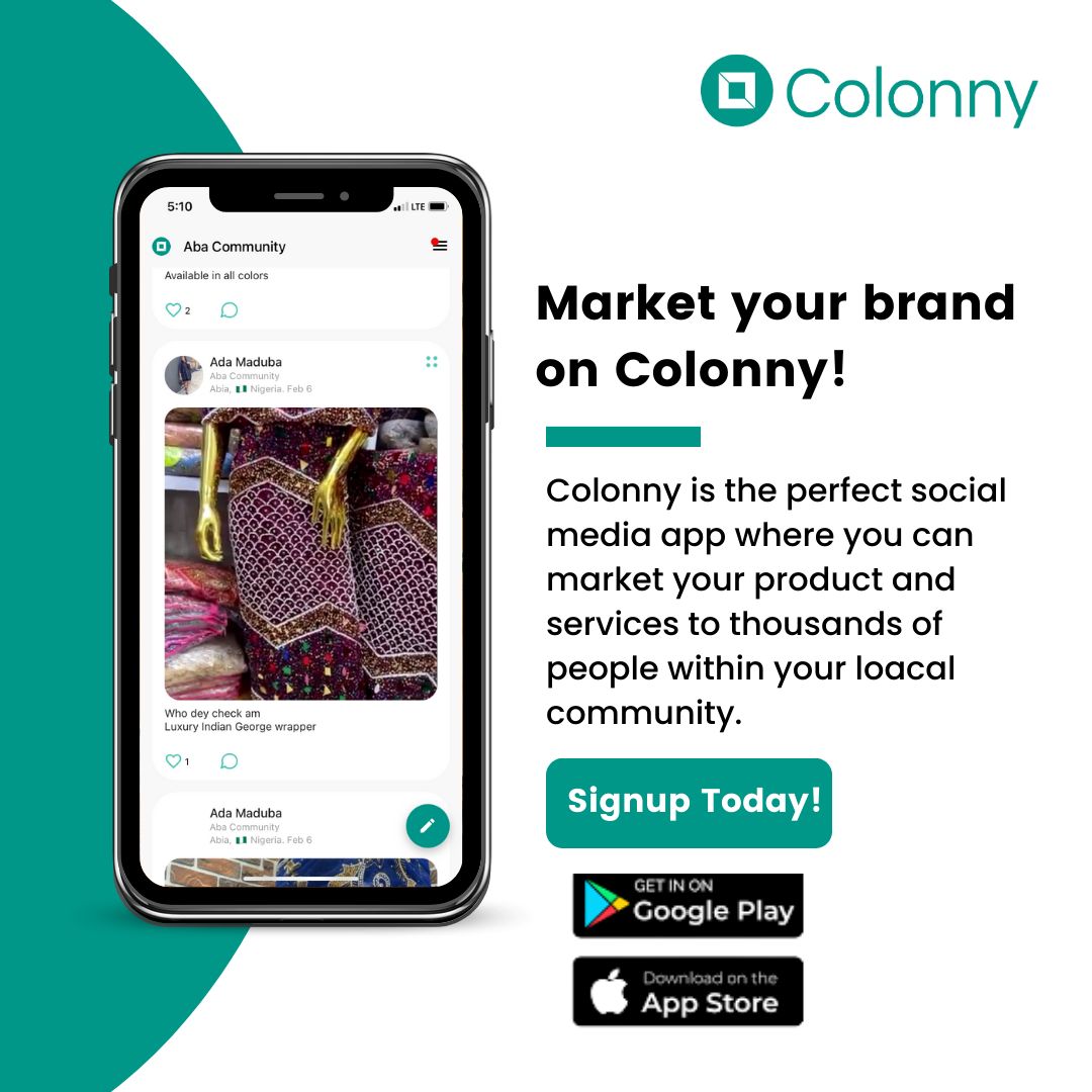 Signup on colonny app today! 

colonny.app 

#colonnyapp #communityapp #abujacommunity #Lagos