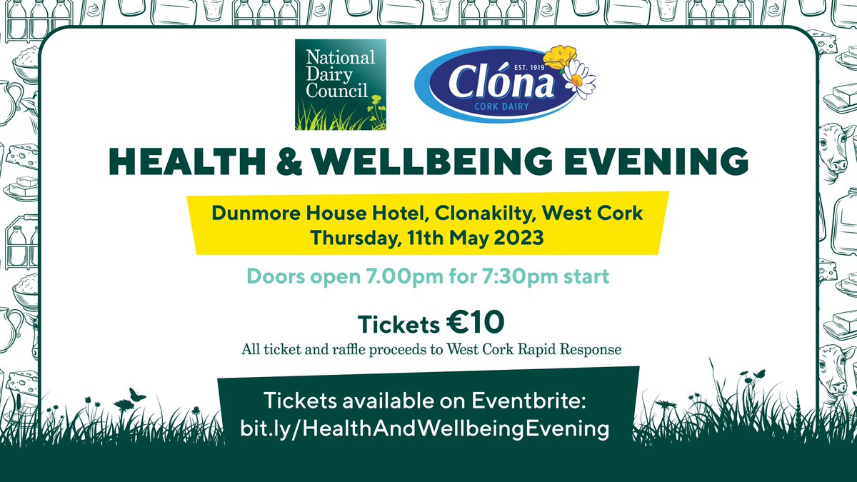 Get your tickets now for a special Health & Wellbeing Evening at @Dunmorehouse on May 11! 📅 

There will be a raffle with several exciting prizes to be won! 🎁🎉 All proceeds will go to West Cork Rapid Response! 

🎟️👉 bit.ly/healthandwellb…

#Health #Wellbeing #Event #WestCork