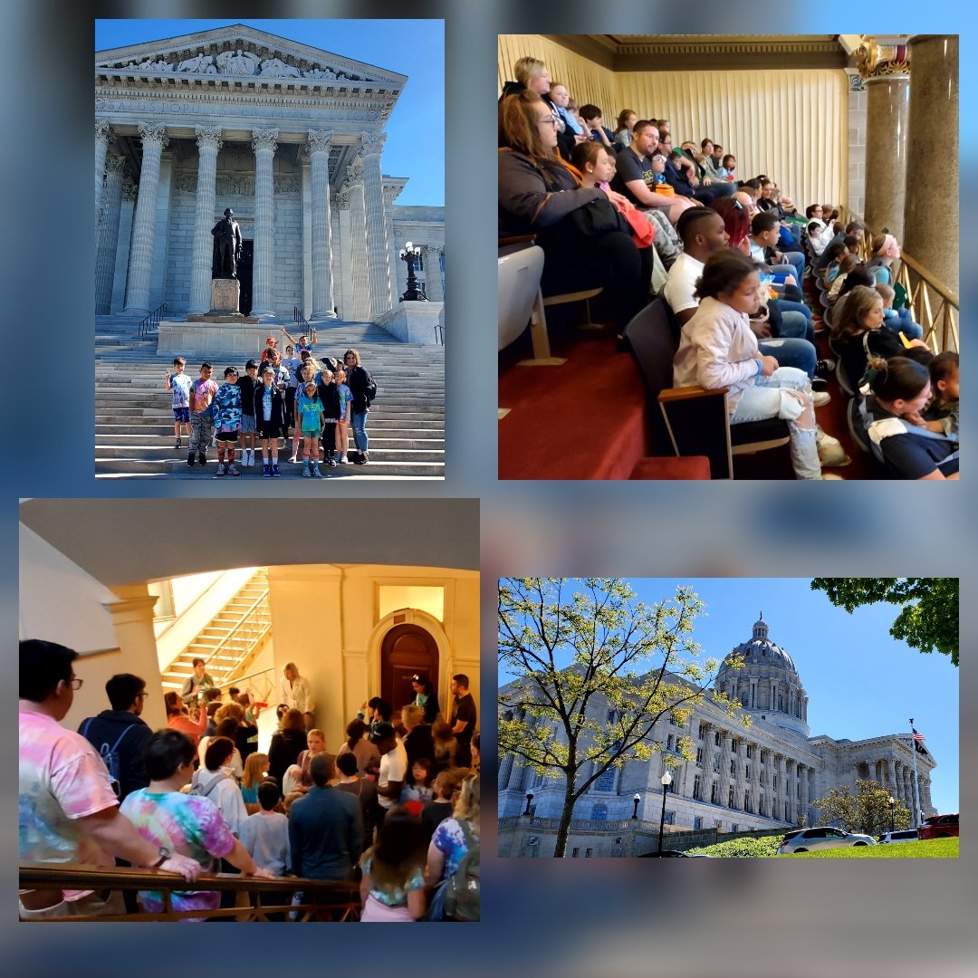A beautiful windy day for a Capitol tour w/ <a href="/RUSBLVD/">Russell Boulevard</a>. Their own Rep <a href="/KathySteinhoff/">Kathy Steinhoff</a> came up to meet one group &amp; the other group got to see her bring an Amendment to the floor that was voted on &amp; passed. Democracy in action! Remember Russell Ravens, YOU are the strong MO Bear!
