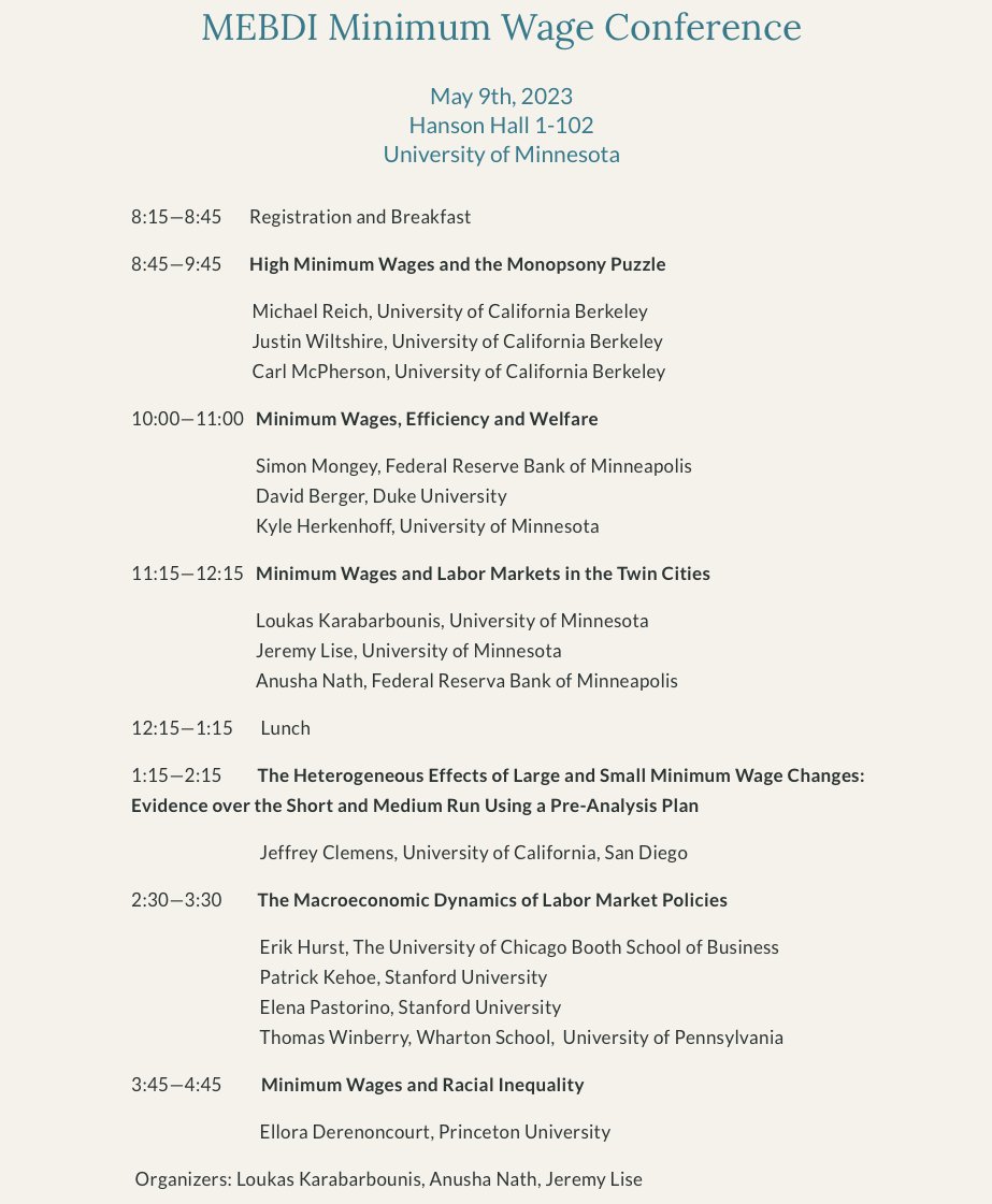 CONFERENCE ALERT! MEBDI Minimum Wage Conference is taking place next Tuesday (May 9) in Minneapolis. All-star line-up of economists will present latest research on minimum wage. If you are a local & would like to attend, send us a DM. mebdi.org #econtwitter