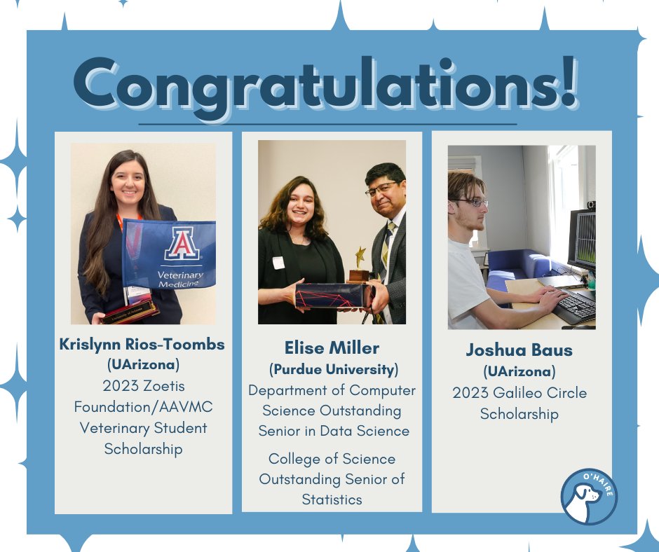 Congratulations to the multiple OHAIRE Lab student research assistants whose accomplishments have recently been recognized through awards and scholarships! We are proud and humbled to work with such a phenomenal team. #congratulations #celebrating #bestteamever