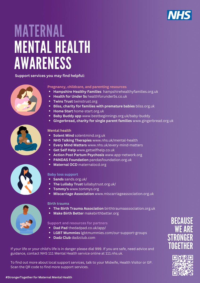 HIOWH_NHSFT's tweet photo. Share, retweet, save or print this awareness poster with information and resources for anyone needing support before, during or after pregnancy. 

Because we are #StrongerTogether for maternal mental health. 

For a different version of the poster 👉 https://t.co/kHkopemkYv https://t.co/O16EcIJaox