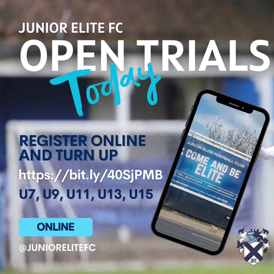 JuniorEliteFC's tweet image. ⚽️ | OPEN Trials for Season 2023/24 - continues. 

Register here and turn up: 
bit.ly/40SjPMB

U7, U9, U11, U13, U15
Next season age groups

#WeAreElite #OpenTrials #Trials @TandridgeYFL @KentYouthLeague