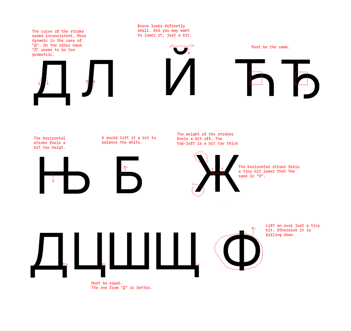 PNurullin's tweet photo. @rsms Hi Rasmus. Looks solid! Thanks for the hard work. Here is a couple of suggestion on the Cyrillic letters from native typeface designer. https://t.co/X2Tvi9Mumi