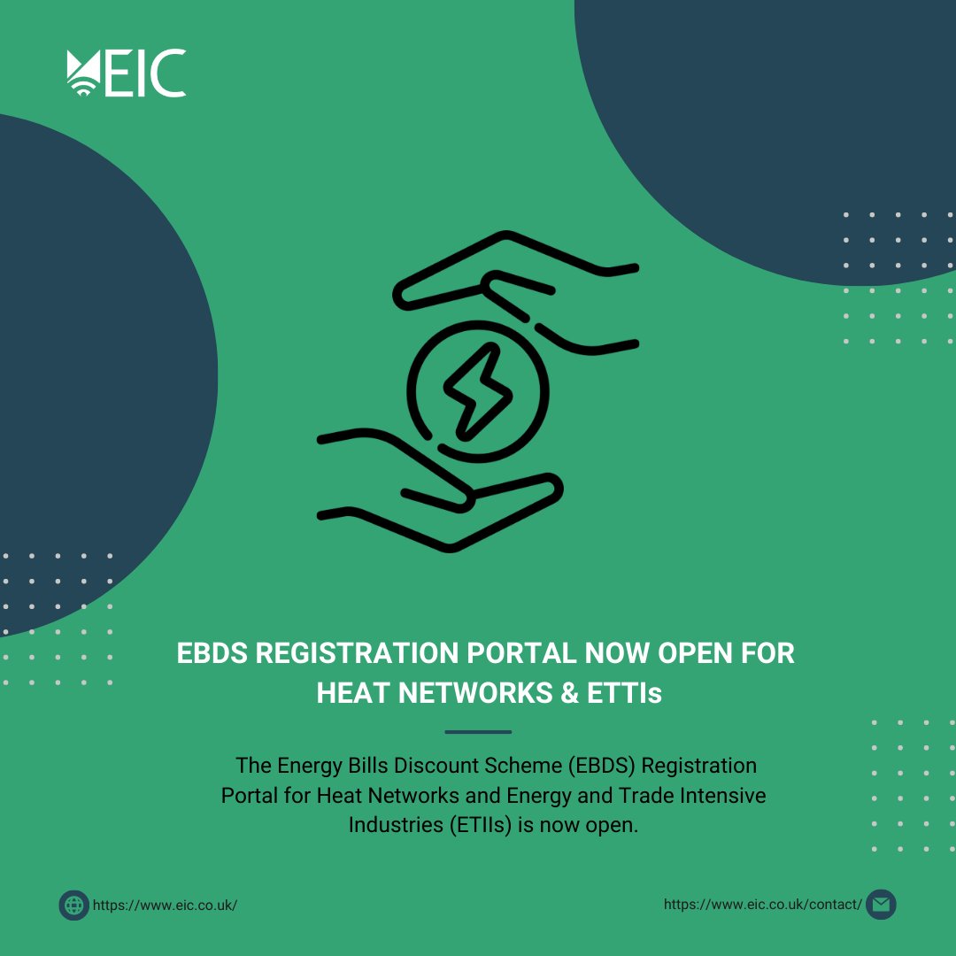 The government has launched their registration portal for businesses to apply for additional levels of support under the EBDS scheme. The portal is now open for businesses to submit their application within 90 days, starting from 26 April 2023.

Read more: eic.co.uk/ebds-registrat…