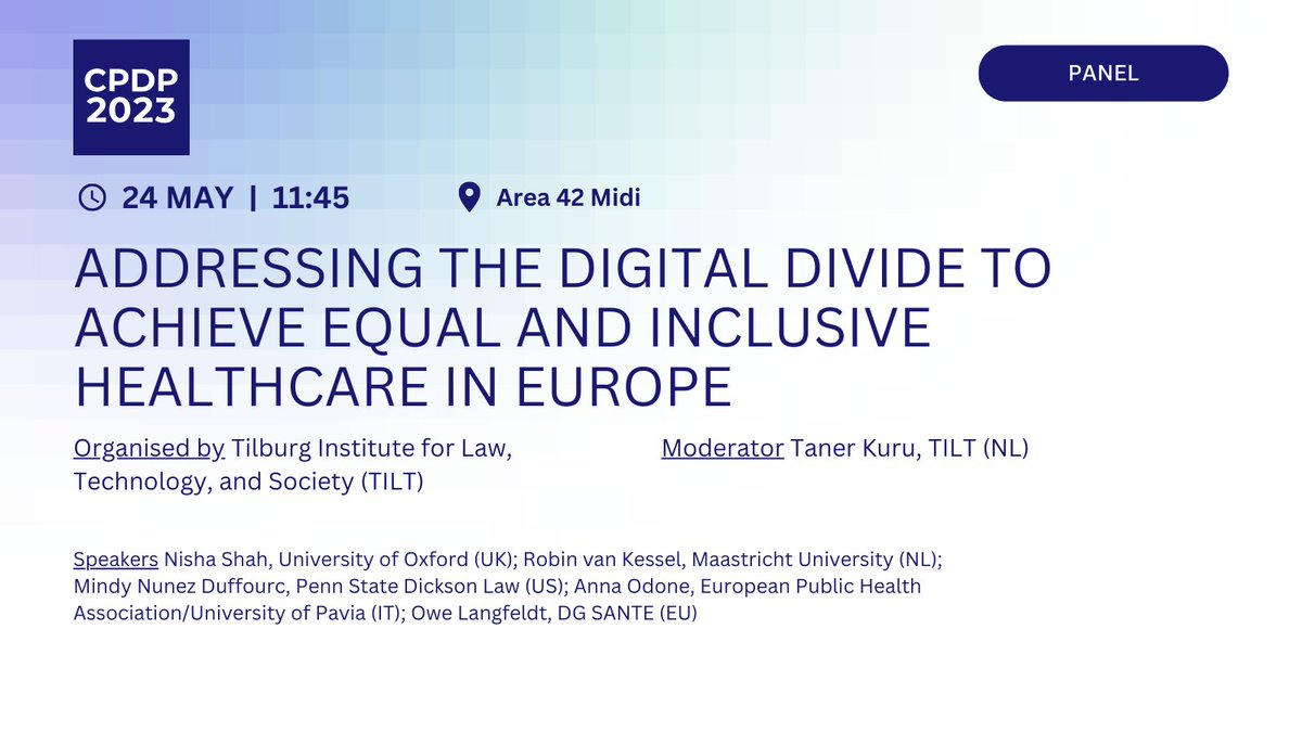 CPDPconferences's tweet photo. Whether & to what extent can we address & tackle this digital divide through legislation? With @Taner_Kuru_ @TilburgU_TILT, @Ni5hah @HeLEXOxford, @robinvankessel @MaastrichtU, @MND_Law @DickinsonLaw, @odoneanna @unipv, Owe Langfeldt #CPDP2023 https://t.co/vxE9cmuQSf