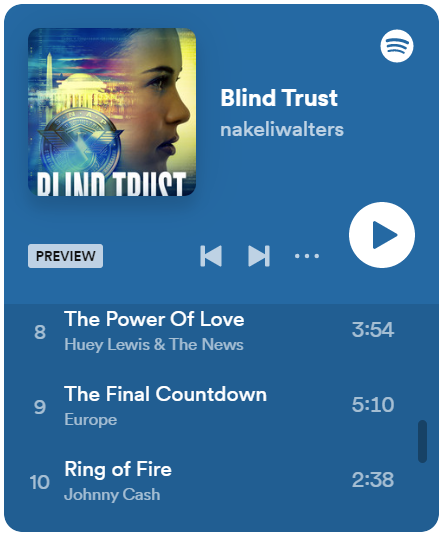 kristinethall's tweet photo. Oh, how I love a good #playlist &amp; @natwalterswrite has given us just that with ~1hr of songs to accompany BLIND TRUST, the final book in the #SNAPAgencySeries. Head to @Texas_Storm84 blog to listen &amp; enter the #BooksAndBucks #giveaway on #LoneStarLit Tour!
https://t.co/MqdfCnnJIQ https://t.co/frWzIUKhZ4