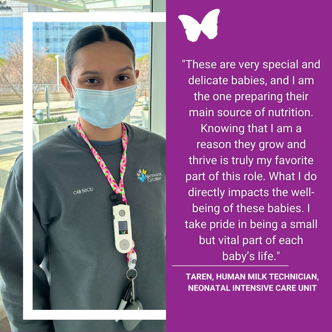 NCHCareers's tweet photo. Meet Taren, a Human Milk Technician in the Neonatal Intensive Care Unit!
Interested in joining Taren's team? You can learn more about her role and apply at https://t.co/wjHc8SpEva #JoinNCH https://t.co/lPluGYsgP1