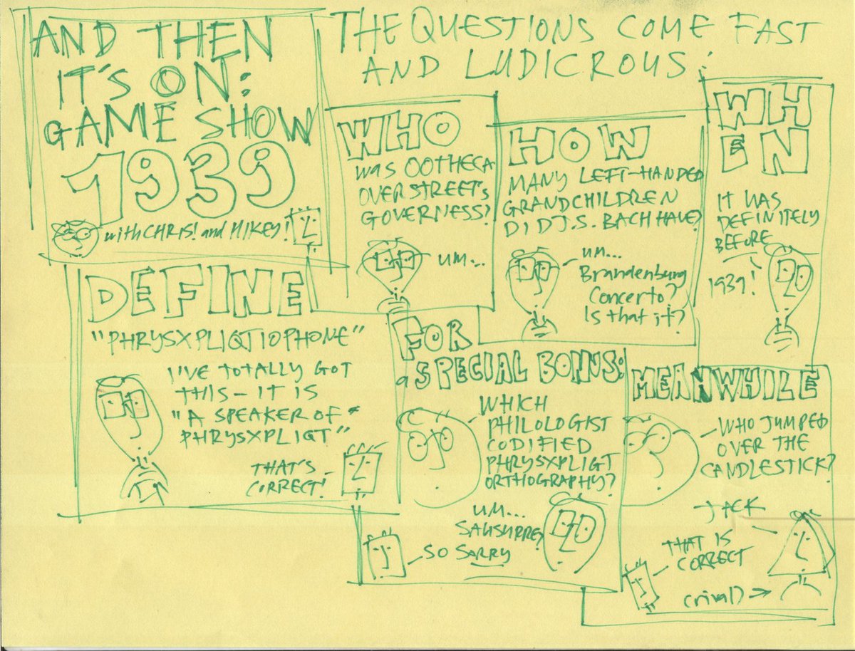 Game Show 1939 is back! 

Today's contestants, Gabriel (@gabriel_liston) and Jake, try to answer trivia questions written in the 1930s. Easy peasy, right?

(And thanks to Gabriel and Jake for illustrating their experiences on the show!)

megaphonic.fm/gameshow/7